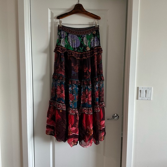 Farm Rio Floral Mix Ruffle Maxi Skirt - Picture 4 of 8